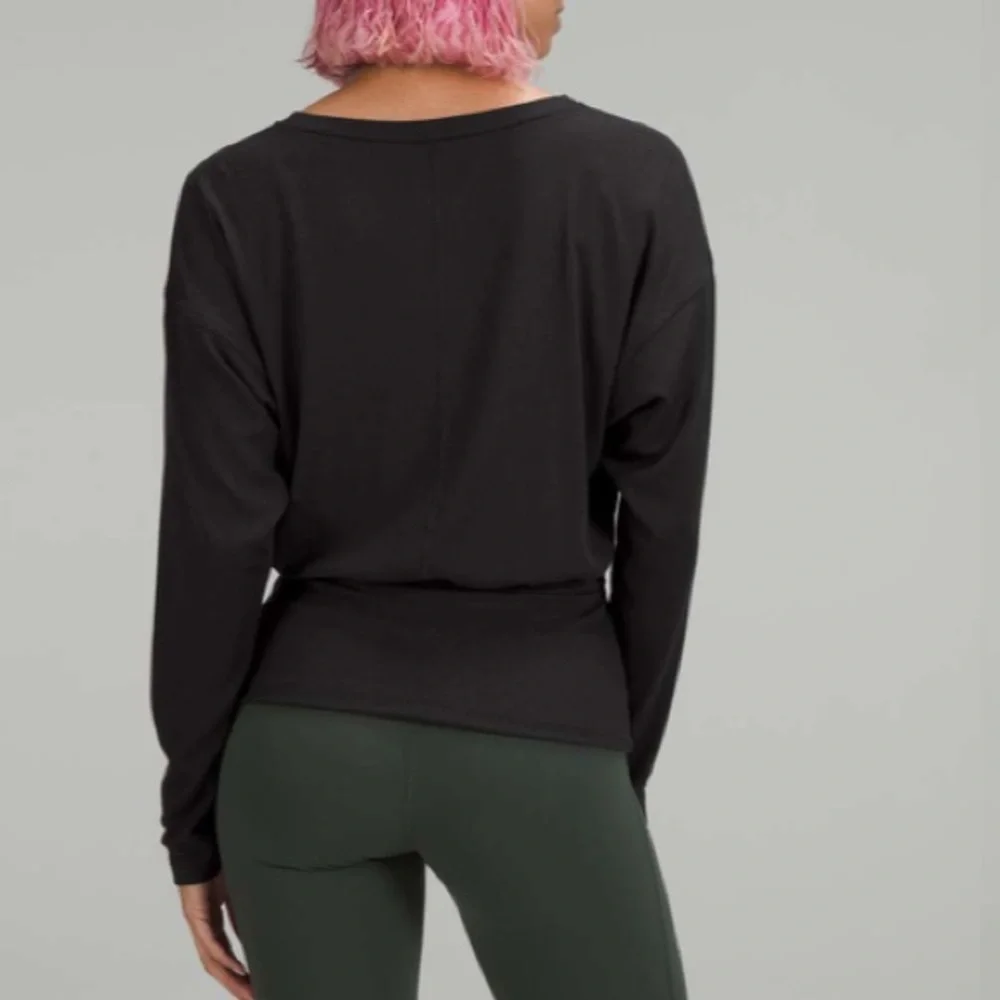 Lululemon Athletica Black Ribbed Modal Silk Blend Long Sleeve Shirt Size 10
